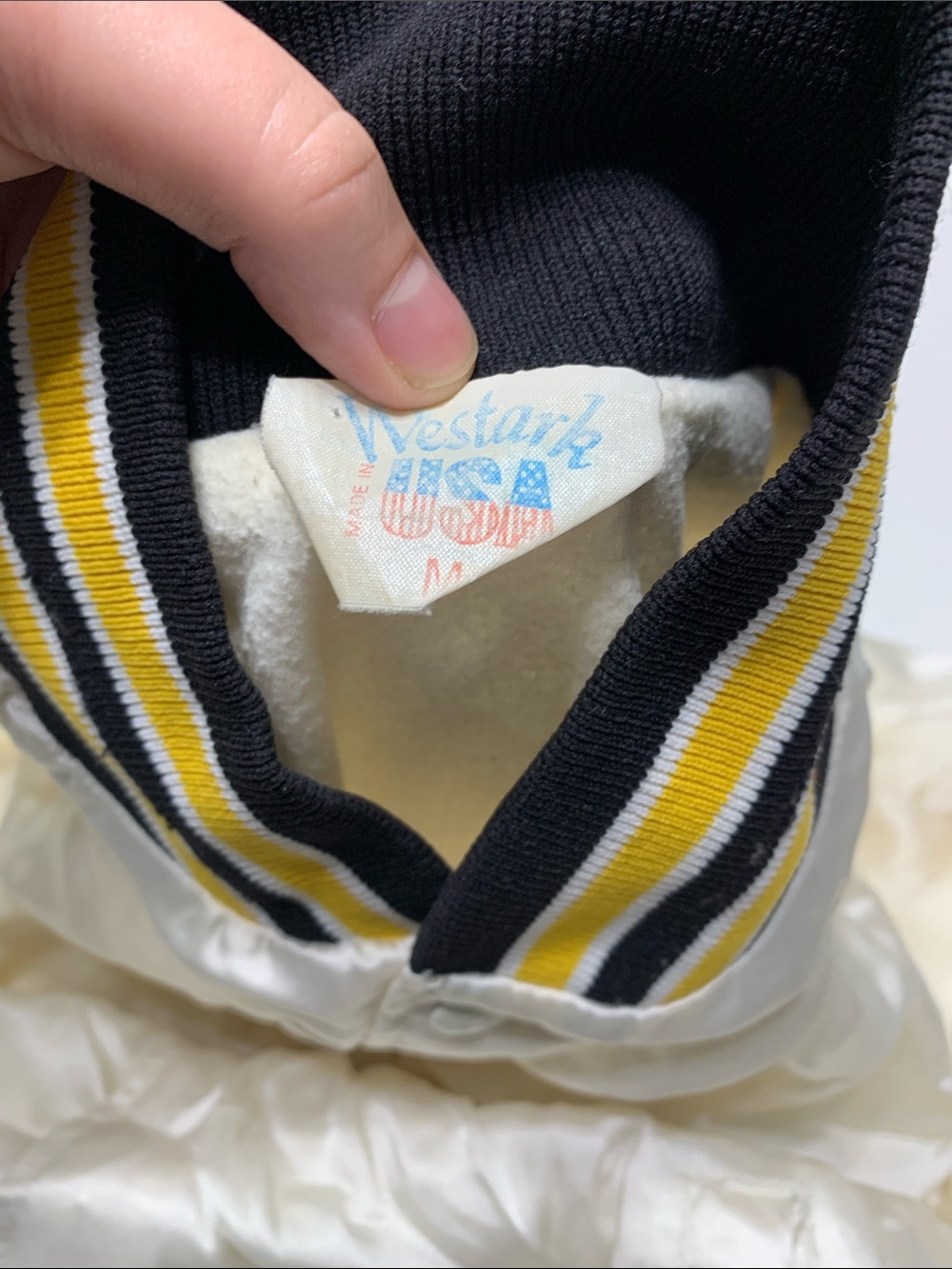 Westark USA Satin Bomber Jacket with Black & Yellow Stripe Trim - Picture 2 of 9